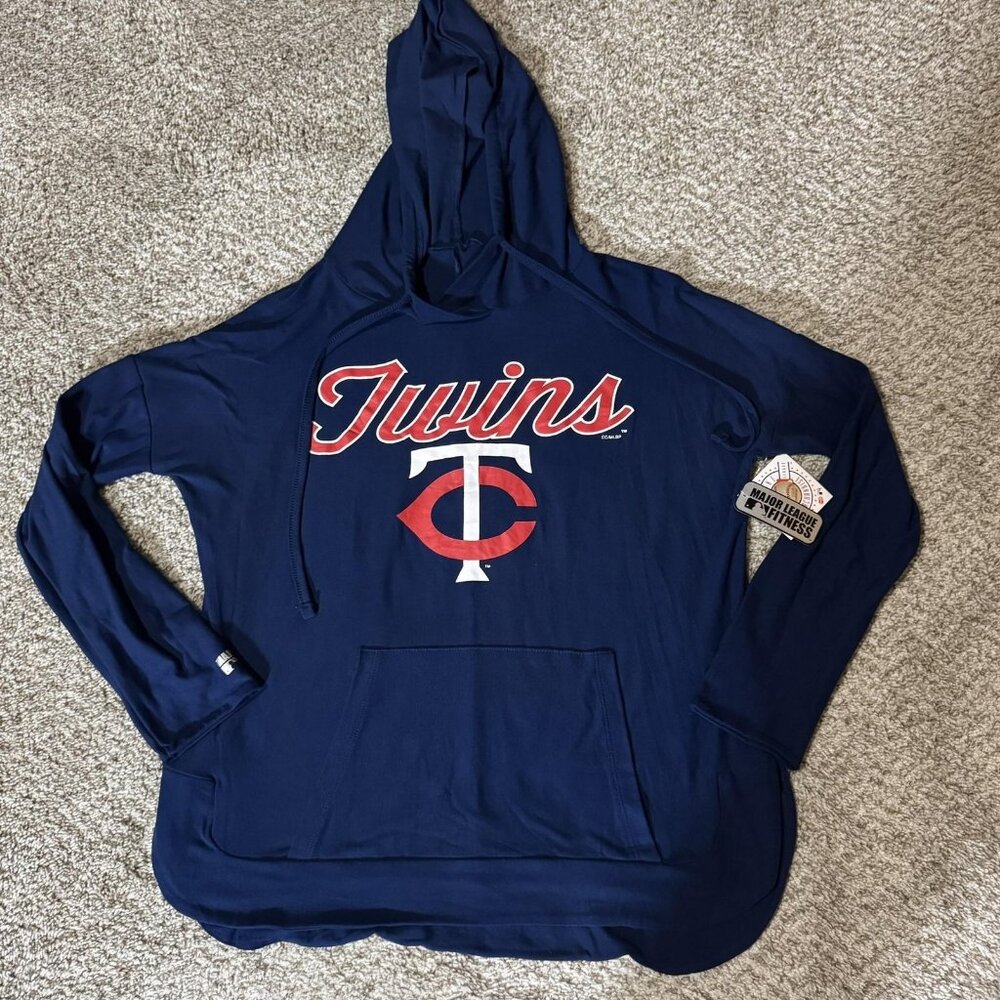 Minnesota Twins Hoodie Mens Small Navy Blue MLB Baseball Cooperstown Stretch
